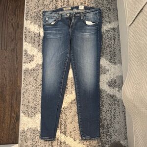 Ag Adriano Goldschmied Blue Skinny Jeans with Gradient Fade